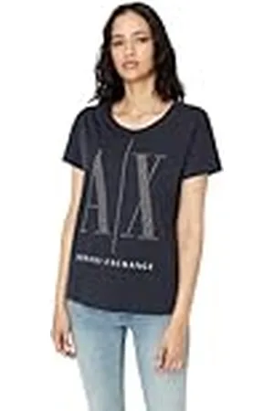 Armani Exchange T-shirt för kvinnor, Navy Studs, XL