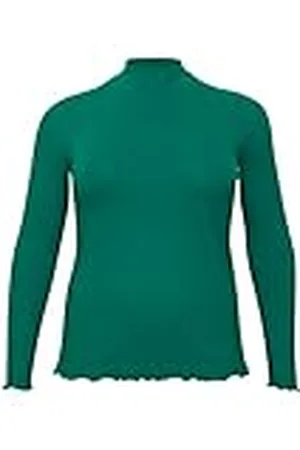 Kaffe Plus-size dam långärmad t-shirt smal passform mopp hals topp, , L Stor