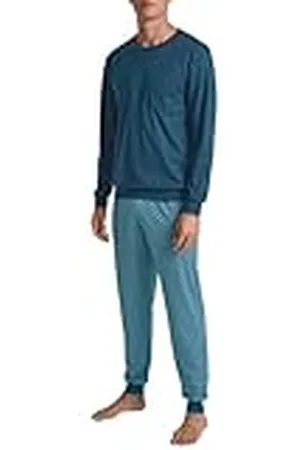Calida Relax Imprint herrpyjamas, med knappar, av 100% bomull, byxor med tygtäckt elastisk linning, , 58-60