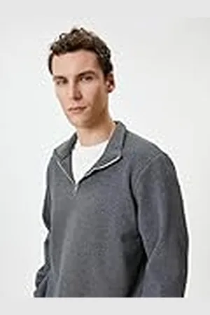 Koton Män halv dragkedja texturerad hög hals sweatshirt, , L