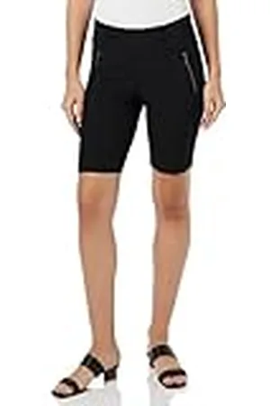 Kaffe Kvinnors shorts vanlig passform över knälängd elastisk midja blixtlås fickor, , 30