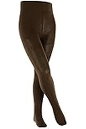 Falke Unisex barn Family K Ti hållbar bomull tjocka enfärgade strumpbyxor, Braun Dark Brown 5230, 110-116