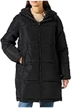 Kaffe Dam puffer coat vadderad jacka Longline huva dragkedja långärmad dam, , 40