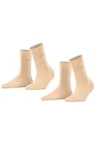 ESPRIT Kvinnors enkla 2-pack strumpor hållbar ekologisk bomull svart vit fler färger damer tunn vadlängd vanligt mönster för sommar eller vinterklänning casual utseende eller arbete 1 par, Beige (kräm