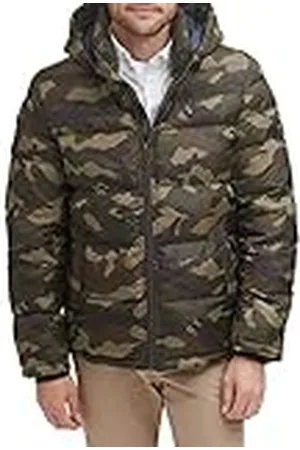 Tommy Hilfiger Hooded Puffer Jacket herr Down Alternative Outerwear Coat Hooded Puffer Jacket, , L
