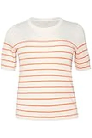 Kaffe Plus storlek tröja för dam kortärmad slim fit ränder Crew Neck, , M stor