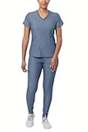 ADAR UNIFORMS Adar Pro Modern Atletisk Scrub Set för kvinnor - Modern V-ringad Scrub Top & Yoga Jogger Scrub Pants, , XXL