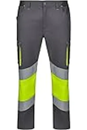 Velilla 303008S tvåfärgade stretchbyxor segmenterat band, grå och fluorgul, storlek XL, , XL