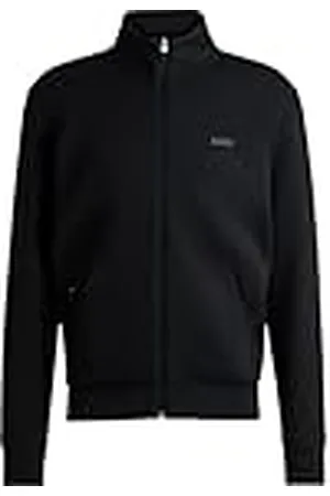 HUGO BOSS Herr Skaz Logo-tryck tröja med dragkedja i stretchbomull, Black001, 6XL