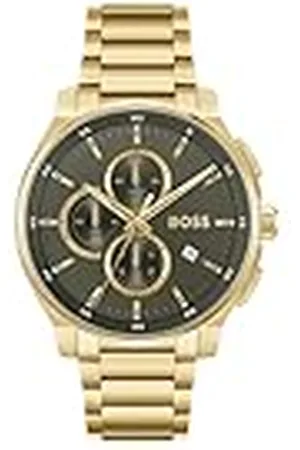 HUGO BOSS Kronograf kvartsur för män topp 2.0 kollektion med rostfritt stål eller läderarmband, , Metall