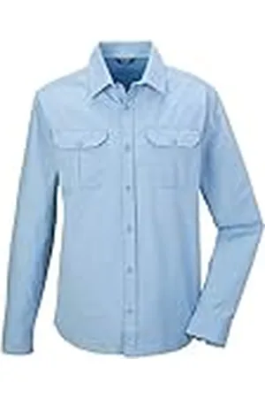 Killtec Funktionströja för män, långärmad/utomhusskjorta, KOS 48 MN WVN SHRT, ljusblå stålblå, 4XL, 42844-000, , 4XL
