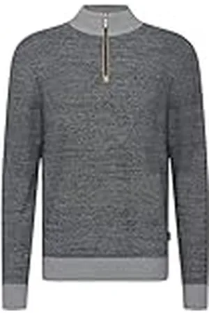 Bugatti Herr Troyer stickad tröja ståkrage kort dragkedja normal passform, , 3XL