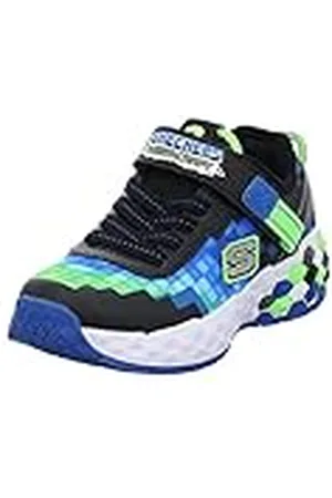 Skechers Unisex barn Mega-Craft 2.0 plattform, Svart blå textil syntetisk lime trim, 29 EU