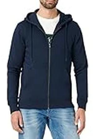 JACK & JONES Huvtröja för män med dragkedja, enfärgad huvtröja med dragkedja, , XS