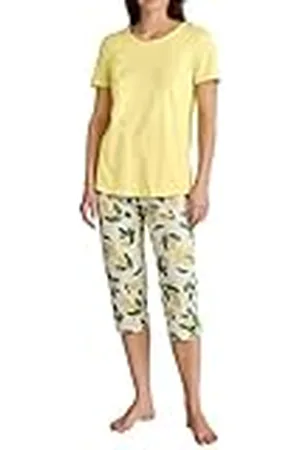 Calida Fruity Dreams 3/4-pyjamas för kvinnor, tillverkad av 100% ekologisk bomull, andas, lättskött, elastisk linning, , 40-42