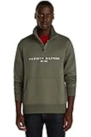 Tommy Hilfiger TOMMY LOGO MOCKNECK MW0MW20954, halv dragkedja tröja, grön, XS, , XS