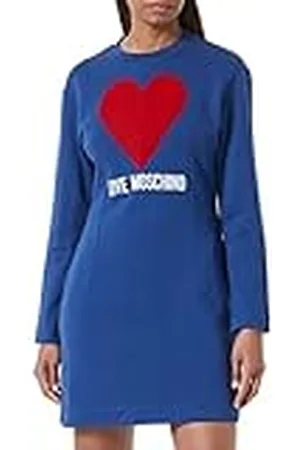 Moschino Dam tight passform långärmad med maxi hjärta klänning, , 46 SE
