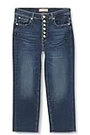 7 for all Mankind Kvinnors moderna raka lyx vintage med frayed hem & utsvängda knappar jeans, mellanblå, normal