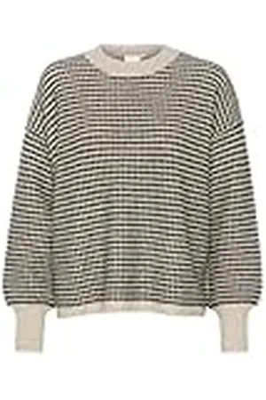 Kaffe Dam pullover rund hals avslappnad passform långa ärmar texturerad stickad, , L
