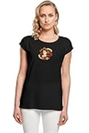 Merchcode Dam-t-shirt Ladies Frida Kahlo – mycket blommor förlängd axel te, lös passform, 100% bomull, , XL