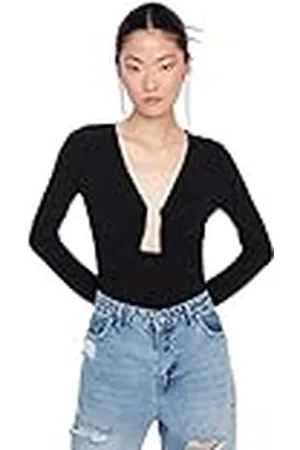 Trendyol Enfärgad vävd bodysuit för kvinnor, , 64 SE