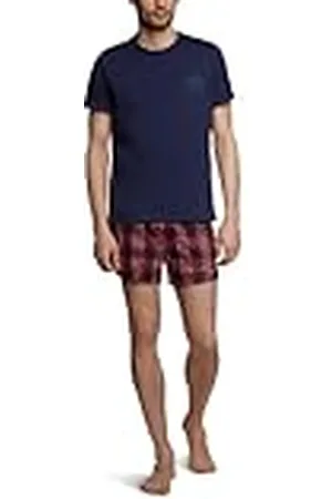 Tommy Hilfiger Herr pyjamas collin short Pyjamaset/2S87901543, Blå (409 Peacoat/Check), 54