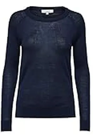 SELECTED Dam Sfcosta Ls stickad slit rund hals noos tröja, , XL