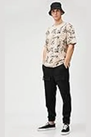 Koton Herr slogan tryckt T-shirt crew neck bomull kortärmad, , M