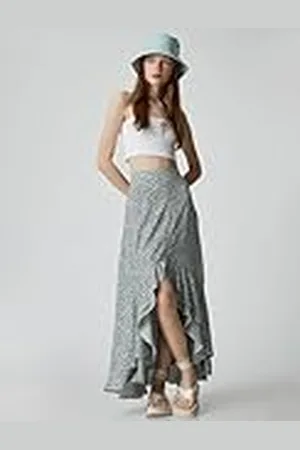 Koton Dam ruffle detalj blommig maxi slit kjol, , 34