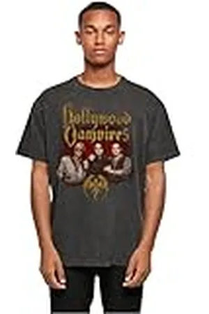 Merchcode T-shirt för män Hollywood Vampires – Group Photo Acid tvättad tung överdimensionerad te, överdimensionerad passform, bomull 100 percent, S, , S