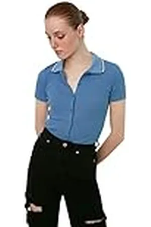 Trendyol Kvinnors polokrage piping stickad blus, S