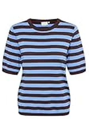 Kaffe Kvinnors pullover shorts ärmar lätt stickad randig besättning hals vanlig passform, , XL