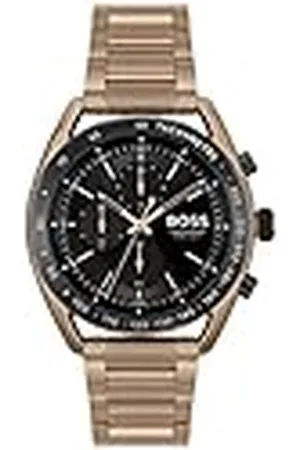HUGO BOSS Kronograf, quartz klocka för män med beige armband i rostfritt stål, 1514027