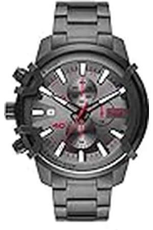 Diesel Klocka för män griffad, kronogravrörelse, 48 mm Gunmetal rostfritt stålfodral med rostfritt stålrem, DZ4586