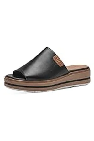 Jana Dam Softline 8-27272-42 001 svarta tofflor bekväm multibredd vardagssko festlig eleganta platta sandaler, 37 EU bred, , 37 EU Weit