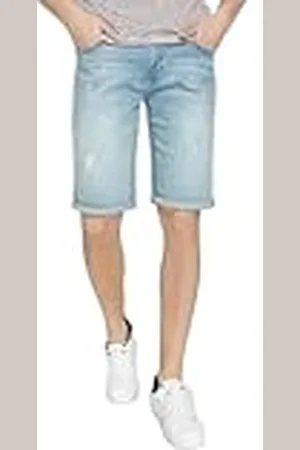 Koton Män Oversized ribbad knappficka detalj denim shorts, , 33