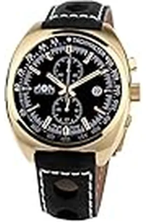 M.O.M. Manifattura Orologiaia Modenese Män kronograf kvartsklocka med läderarmband PM7610-6222