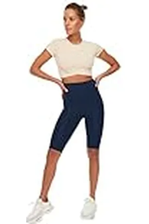 Trendyol Damskoter, hög midja, mobil detaljerade sportcyklister, strumpbyxor, yogabyxor, , medium
