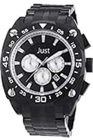 Excellanc Just Watches herrarmbandsur XL analog kvarts rostfritt stål 48-STG2373BK-SL, , Rem