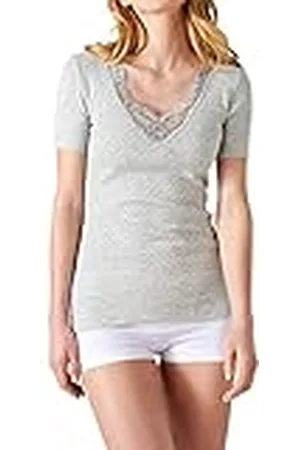 Damart Genombrutna stickade T-shirt, spets i halsringningen, , XL
