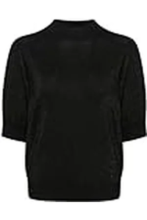 Kaffe Kvinnors tröja med halvlängd ärmar turtleneck metallstickning vanlig passform, , XS