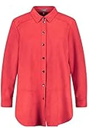 Samoon Dam lång blus med velourläderkaraktär långärmad, manschetter blus långärmad, lång blus, enfärgad, , 54 SE