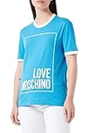 Moschino Bomullströja för kvinnor med logotypbox tryck t-shirt, , 40