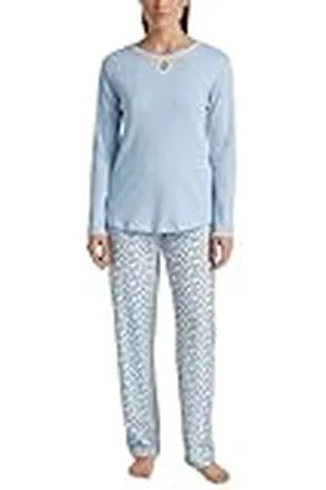 Calida Sweet Dreams pyjamas, långa kvinnor, tillverkade av 100% bomull, byxor med tygtäckt elastisk linning, , 52-54