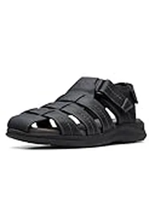 Clarks Walkford Fish Sandal för män, Svart tumbled, 43 EU