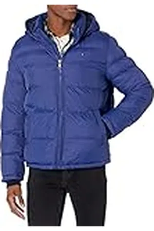 Tommy Hilfiger Hooded Puffer Jacket herr Down Alternative Outerwear Coat Hooded Puffer Jacket, Djup kungsblå, M