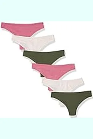 Amazon Damunderkläder (finns i plusstorlek), paket med 6, malva/rodna/mörk kaki grön, medium