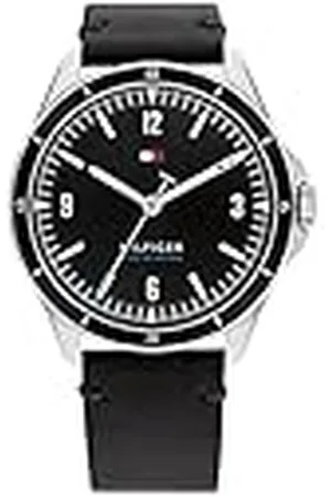 Tommy Hilfiger Män analog kvartsklocka med läderrem 1791904