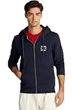 Tommy Hilfiger Herr HILFIGER STACK HOODY ZT MW0MW39250 dragkedja genom huvtröja, blå, L, , L