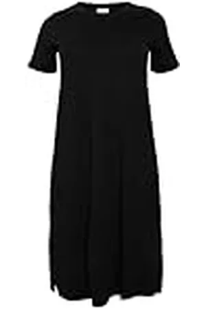 Kaffe Plus storlek damklänning rund hals kortärmad vanlig passform jersey, , XL Stor